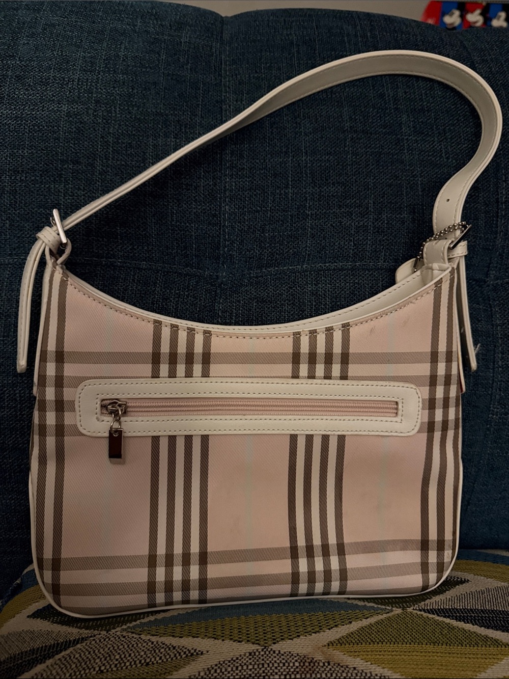 Classic Plaid Shoulder Bag in Light Pink and Cream